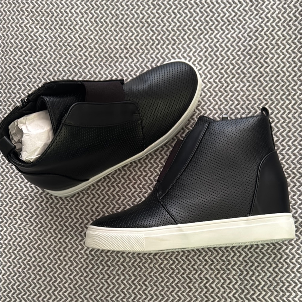 Black and White Wedge Sneakers